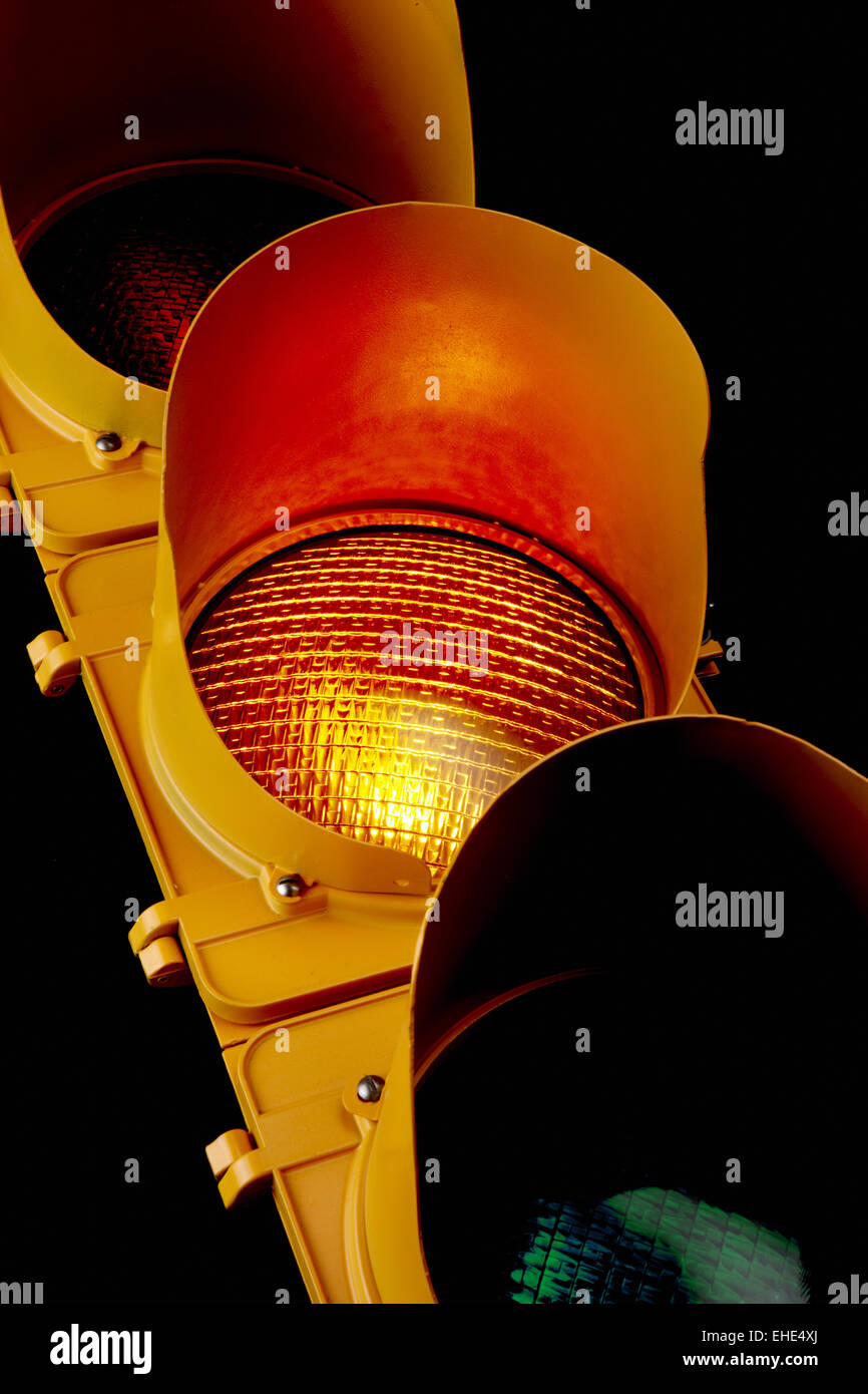 Traffic light-Illuminated Amber Stock Photo