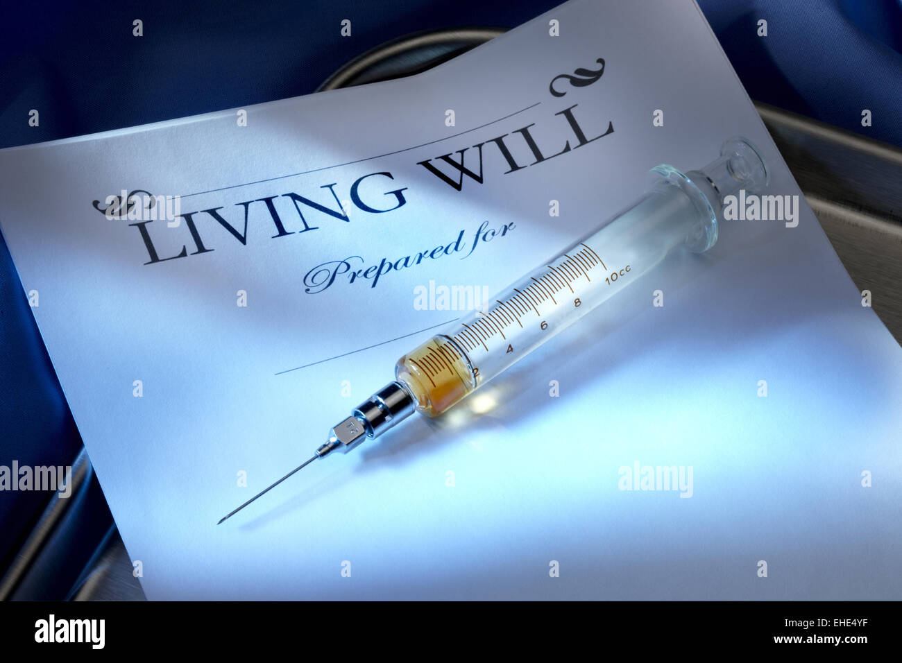 Living Will with with injectable lethal dose Stock Photo