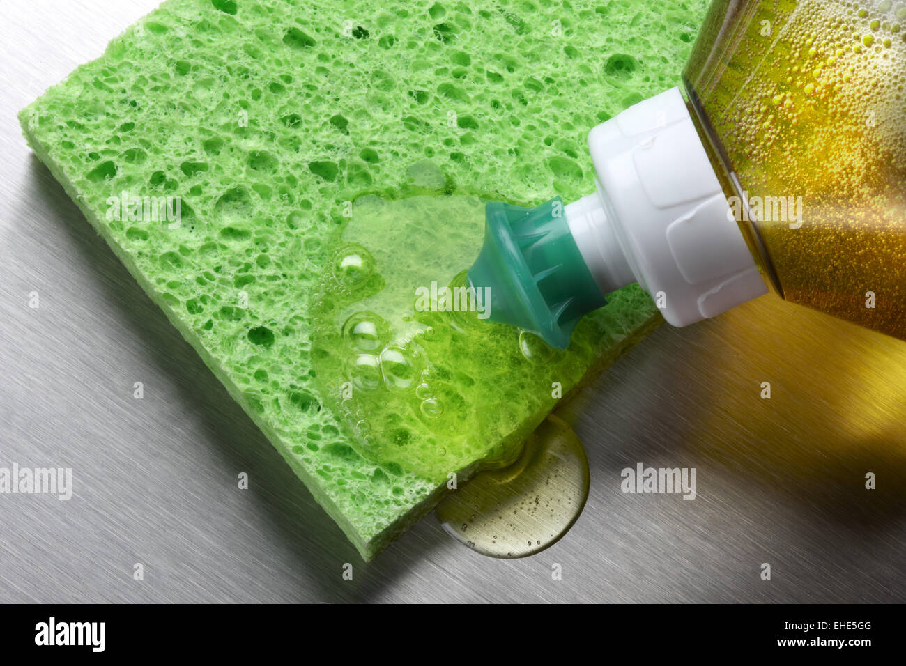 Sponge and dish soap Stock Photo