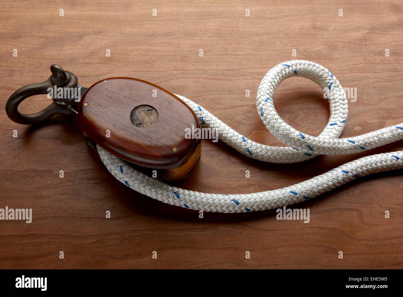 Nautical rope and pulley Stock Photo Alamy