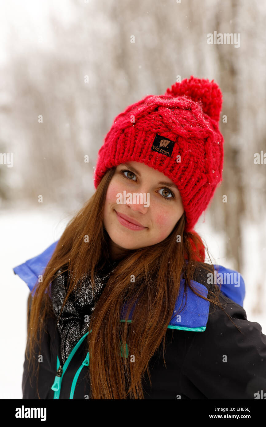 Woman in blue winter coat hi-res stock photography and images - Alamy