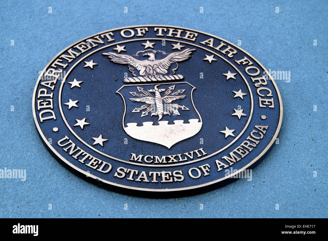 A brass relief of the Seal of the United States Air Force Stock Photo
