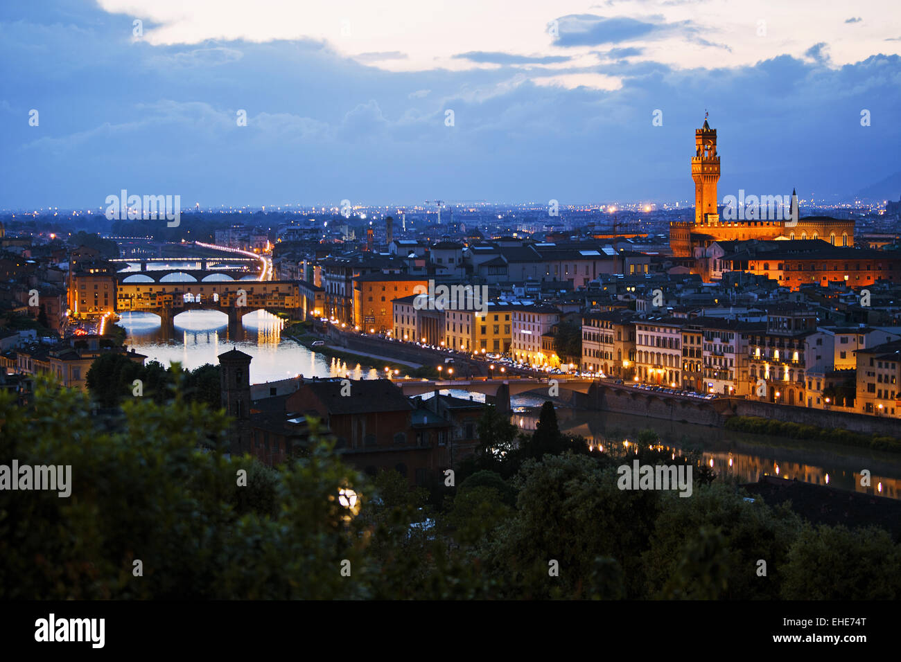 river Arno bridges, Florence, Tuscany, Italy Stock Photo