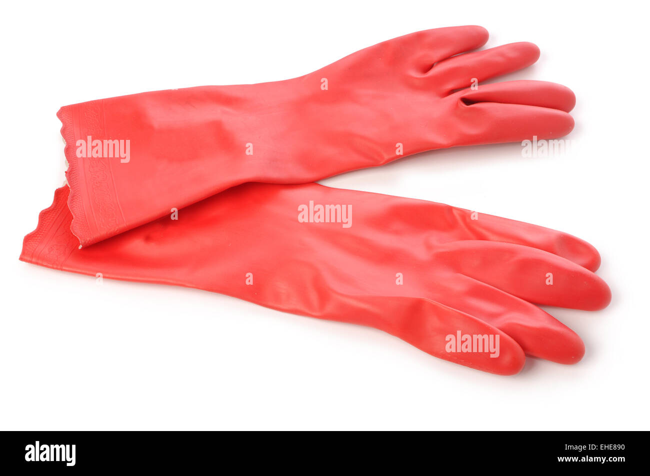red rubber gloves Stock Photo