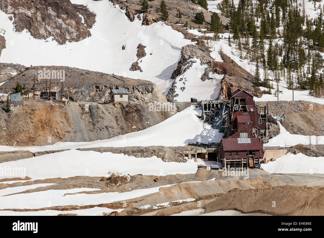 Dilapidated and abandoned 100 year old Monarch quarry mine was