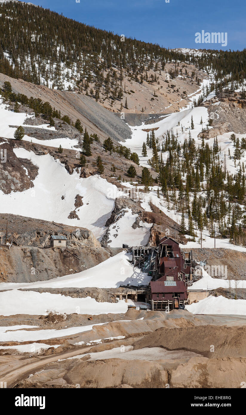 Dilapidated and abandoned 100 year old Monarch quarry mine was