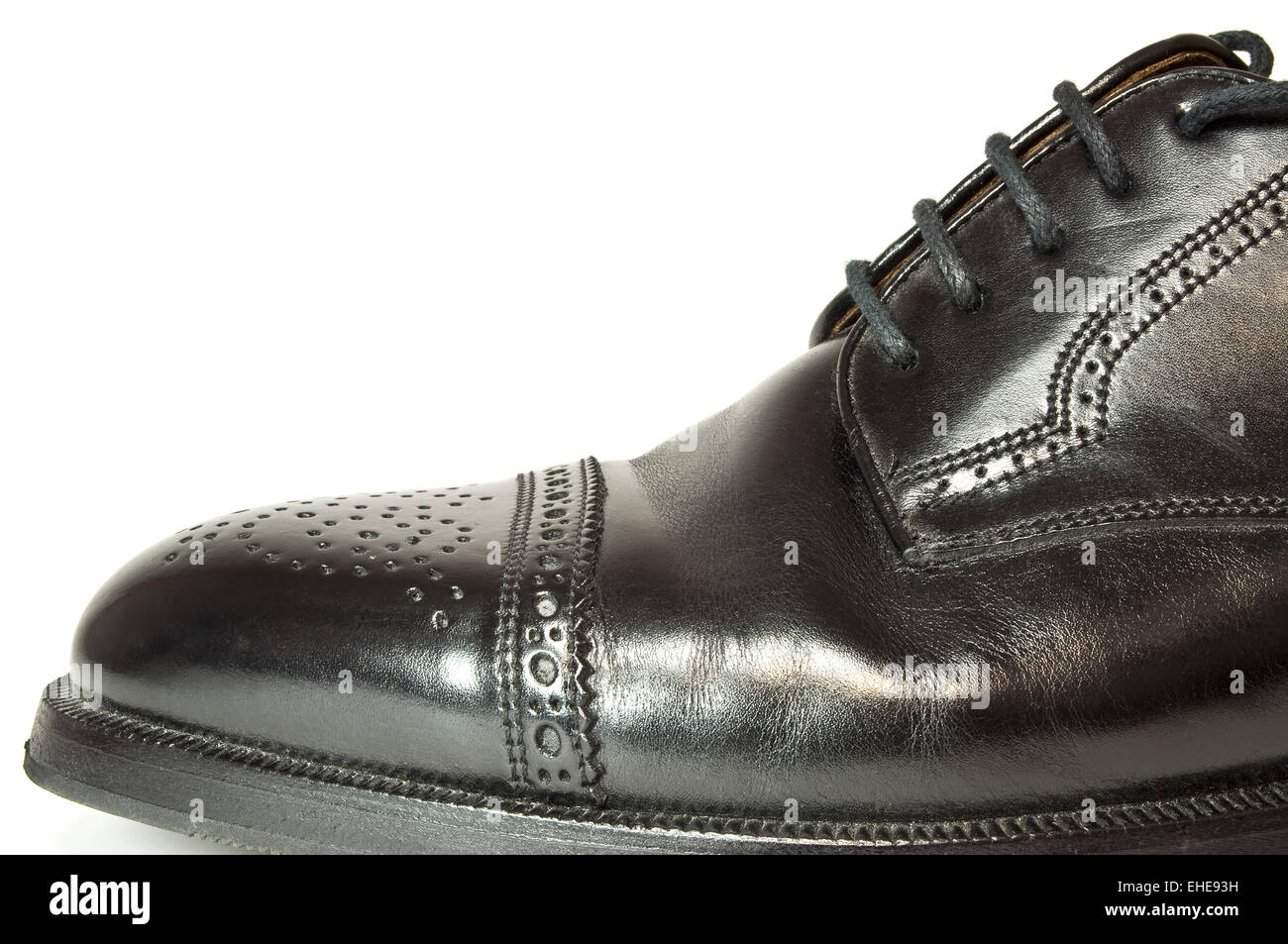 Black men's leather shoe Stock Photo Alamy