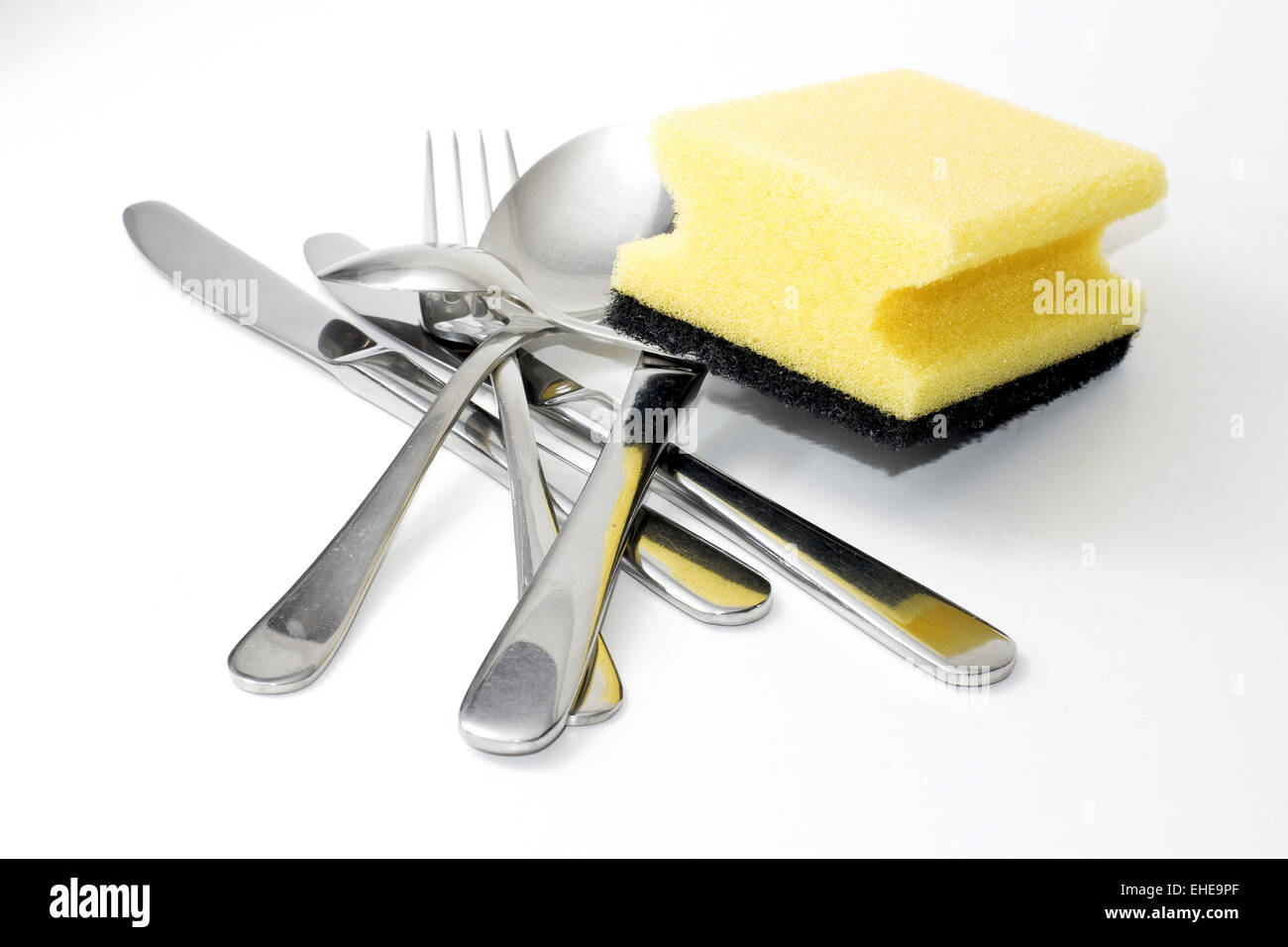Silverware to be cleaned Stock Photo
