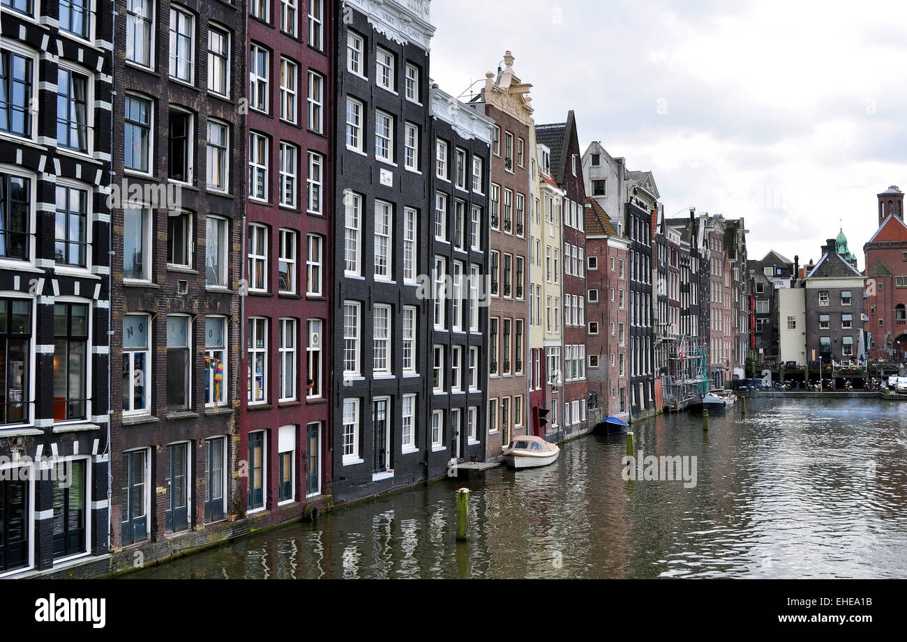 Amsterdam buildings and canal. Stock Photo