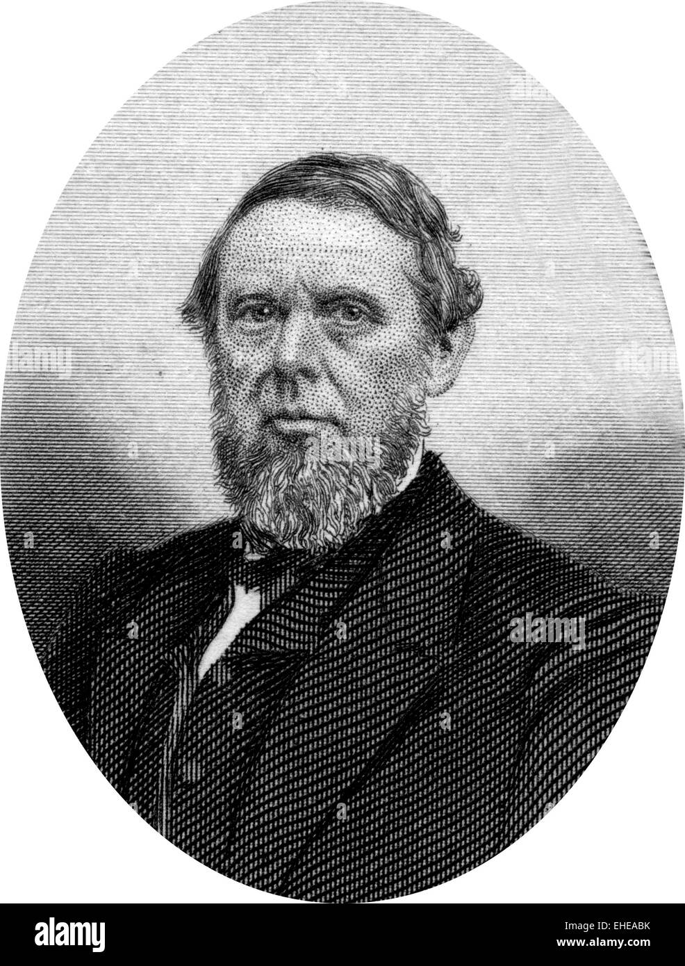 Engraving of James Harlan (August 26, 1820 – October 5, 1899), a member of the United States Senate and a U.S. Cabinet Secretary Stock Photo