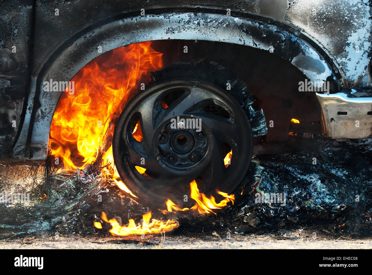 Car fire detail Stock Photo - Alamy