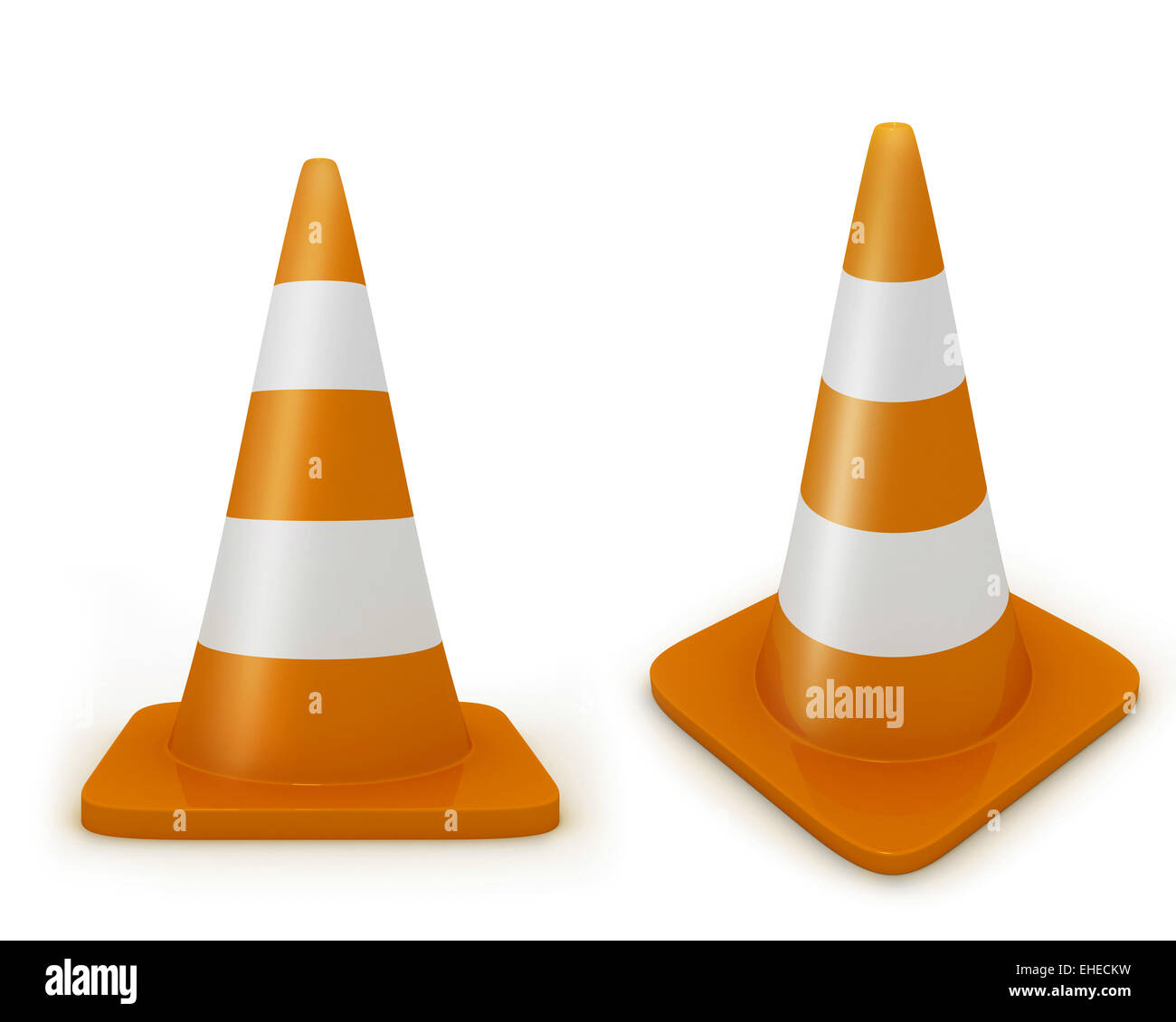 Road cone frontal and diagonal view Stock Photo