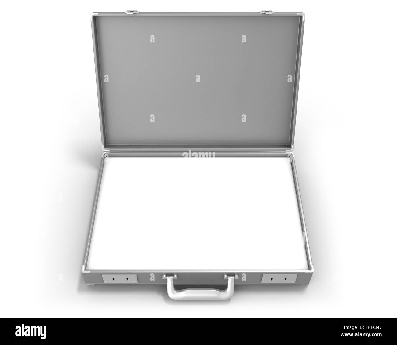 Gray briefcase with blank field Stock Photo