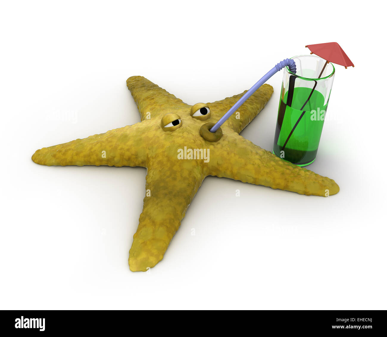 Starfish drinks juice Stock Photo