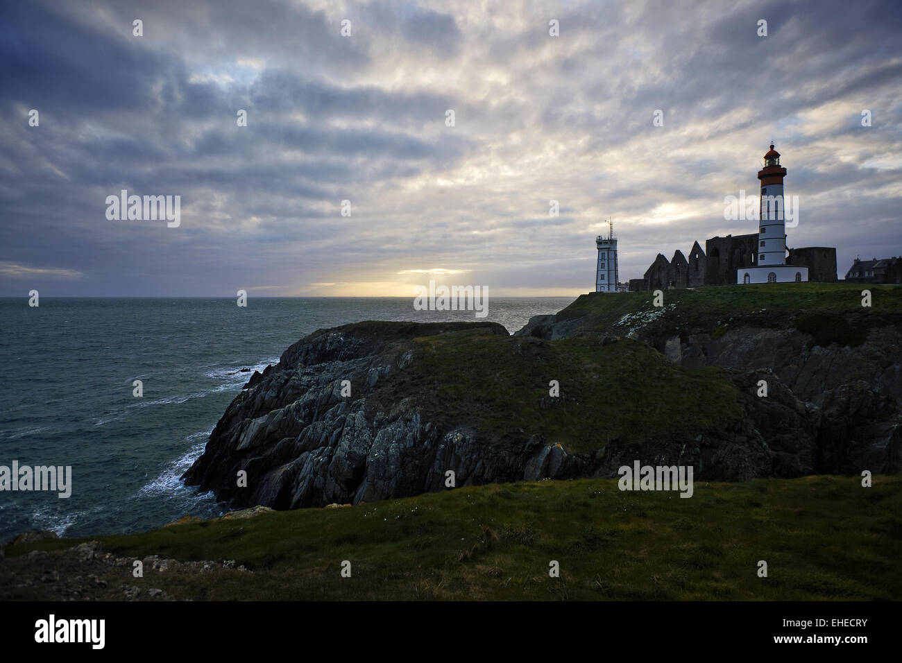 Saint Mathieu lighthouse and abbey, France Stock Photo - Alamy