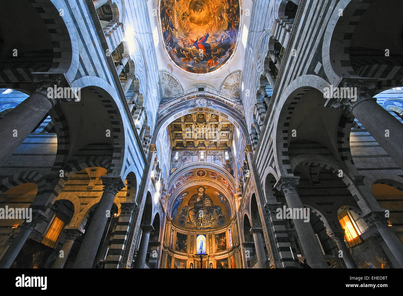 nave of the duomo, Pisa, Tuscany, Italy Stock Photo