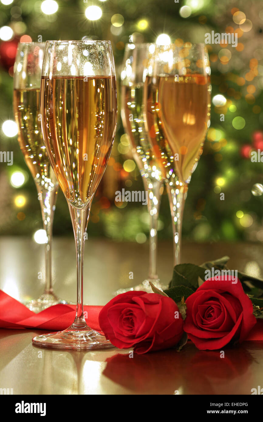 Download Glasses Of Champagne And Red Roses Stock Photo Alamy Yellowimages Mockups