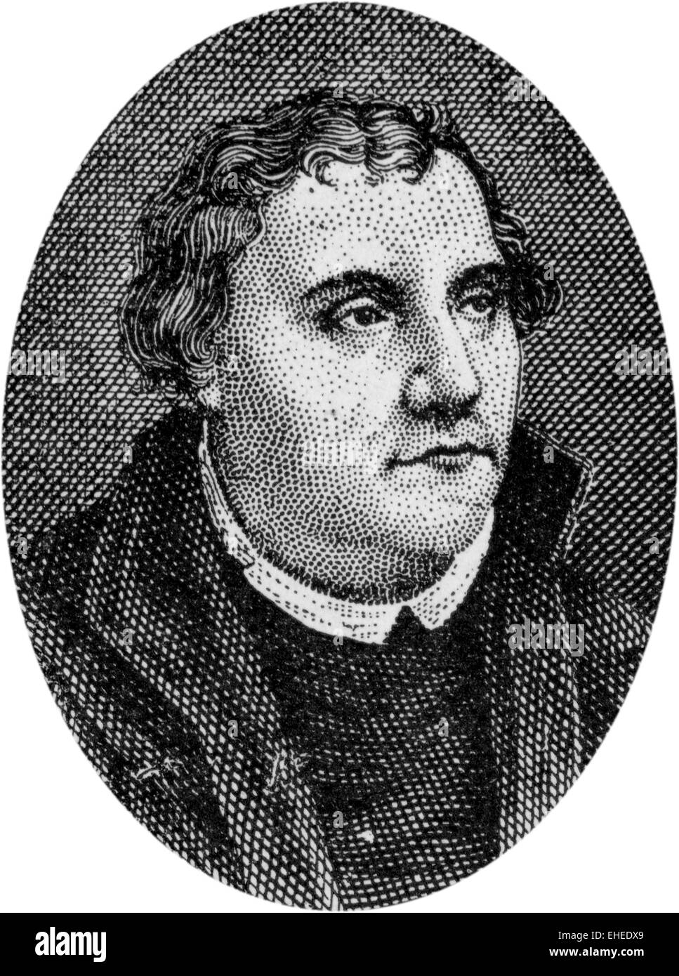 Engraving of Martin Luther, 1483 - 1546, leader of the Reformation in Germany Stock Photo
