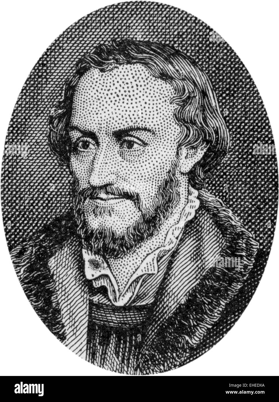 Engraving of Philip Melanchthon, German Reformer, 1497 - 1560 Stock Photo