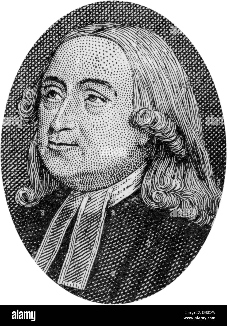 Engraving of John Wesley , English preacher Stock Photo