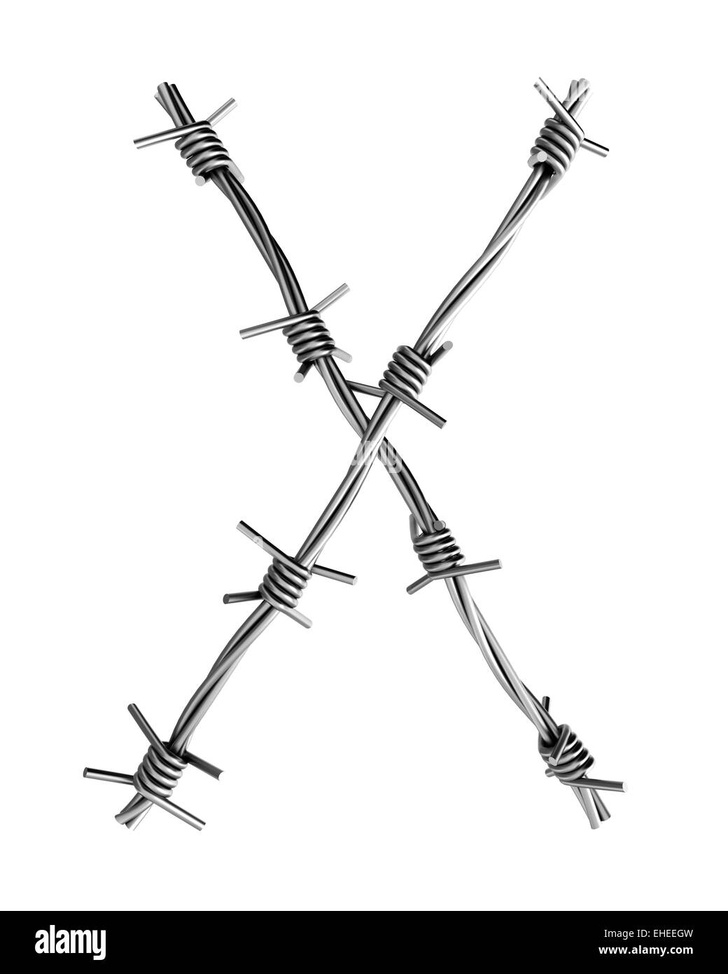 Barbed wire alphabet, X Stock Photo Alamy