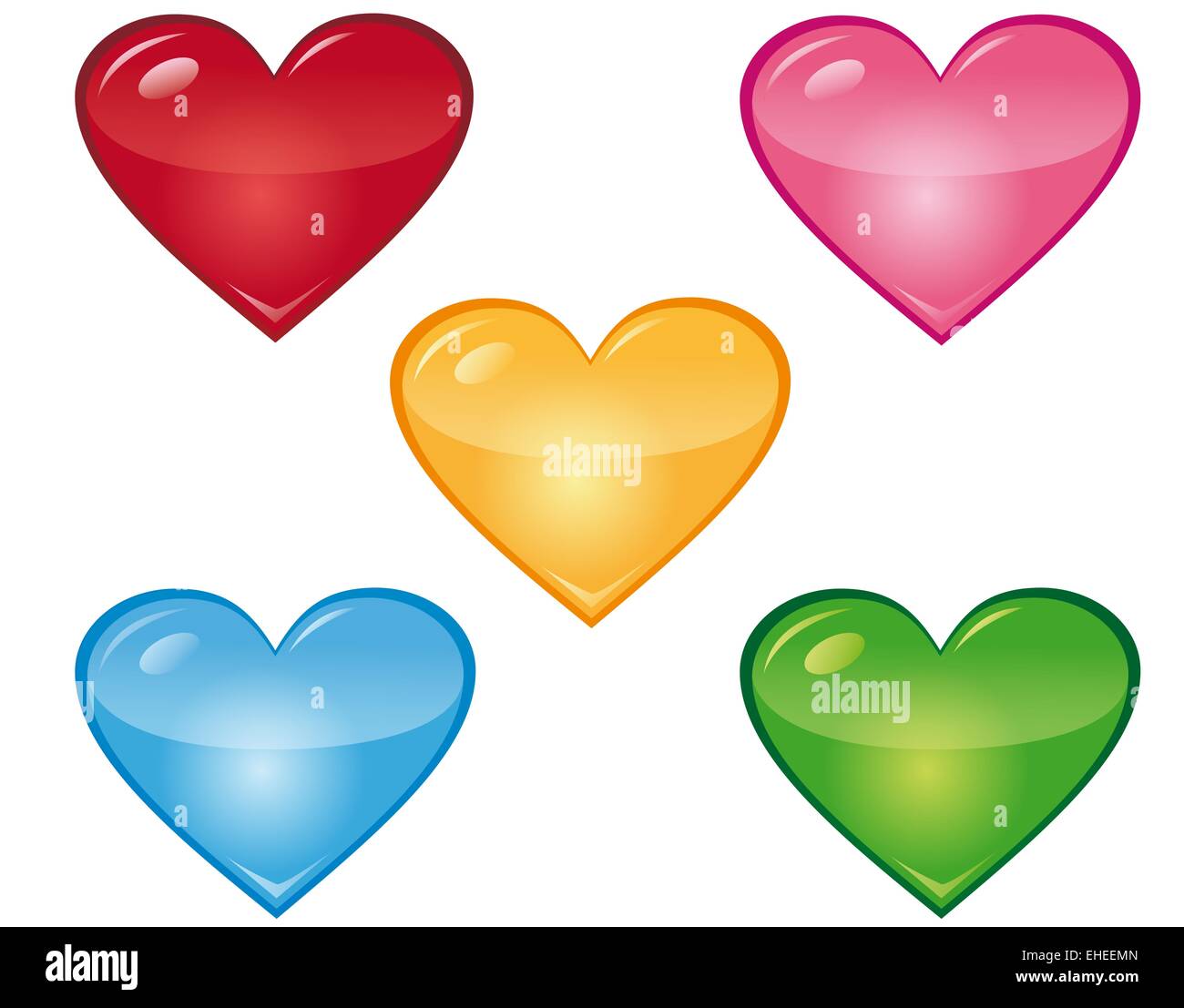 Herzen in verschiedenen Farben Stock Photo