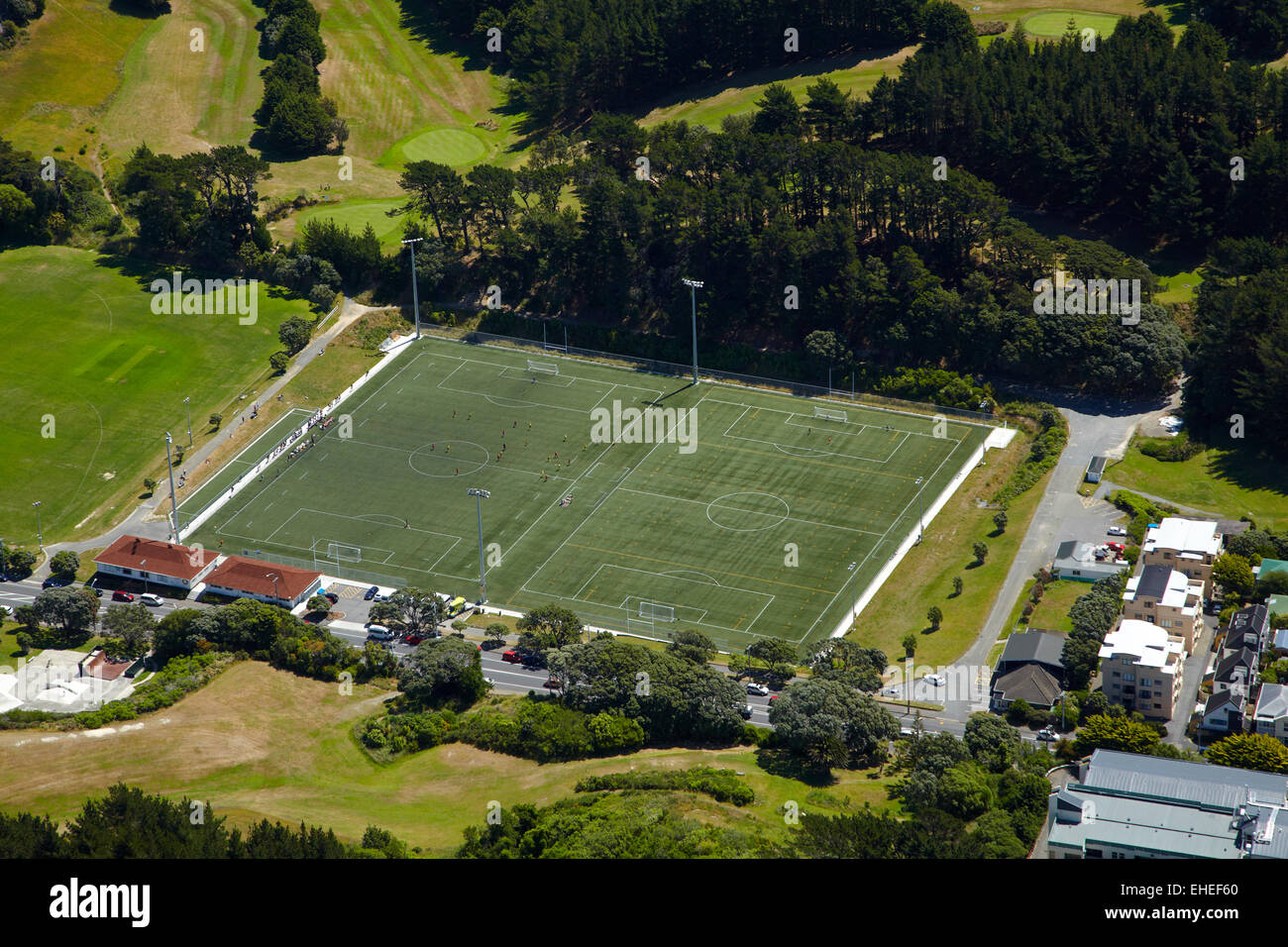 Wakefield Park, Wellington, North Island, New Zealand - aerial Stock Photo