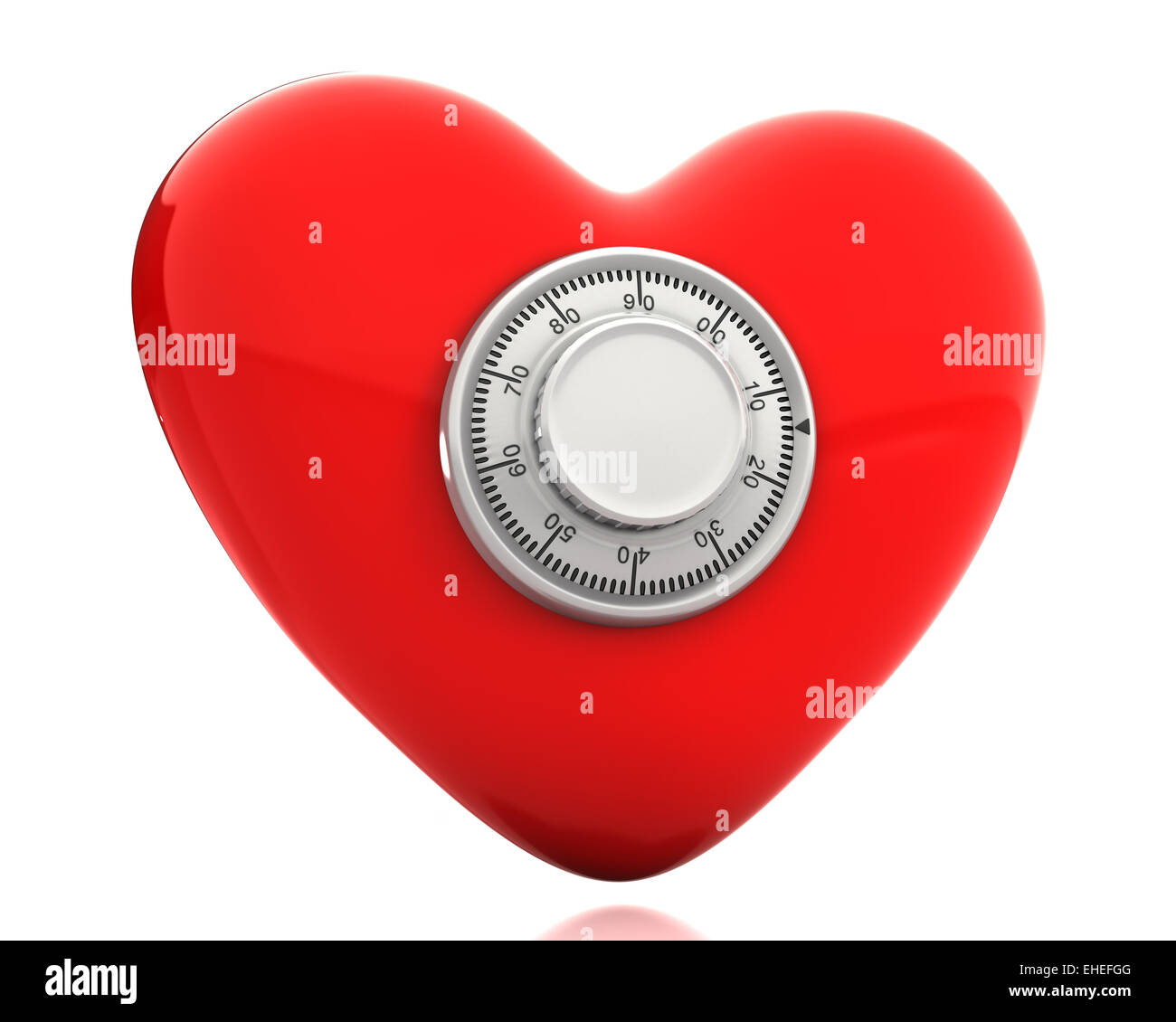 Red heart with a numeric safe lock Stock Photo