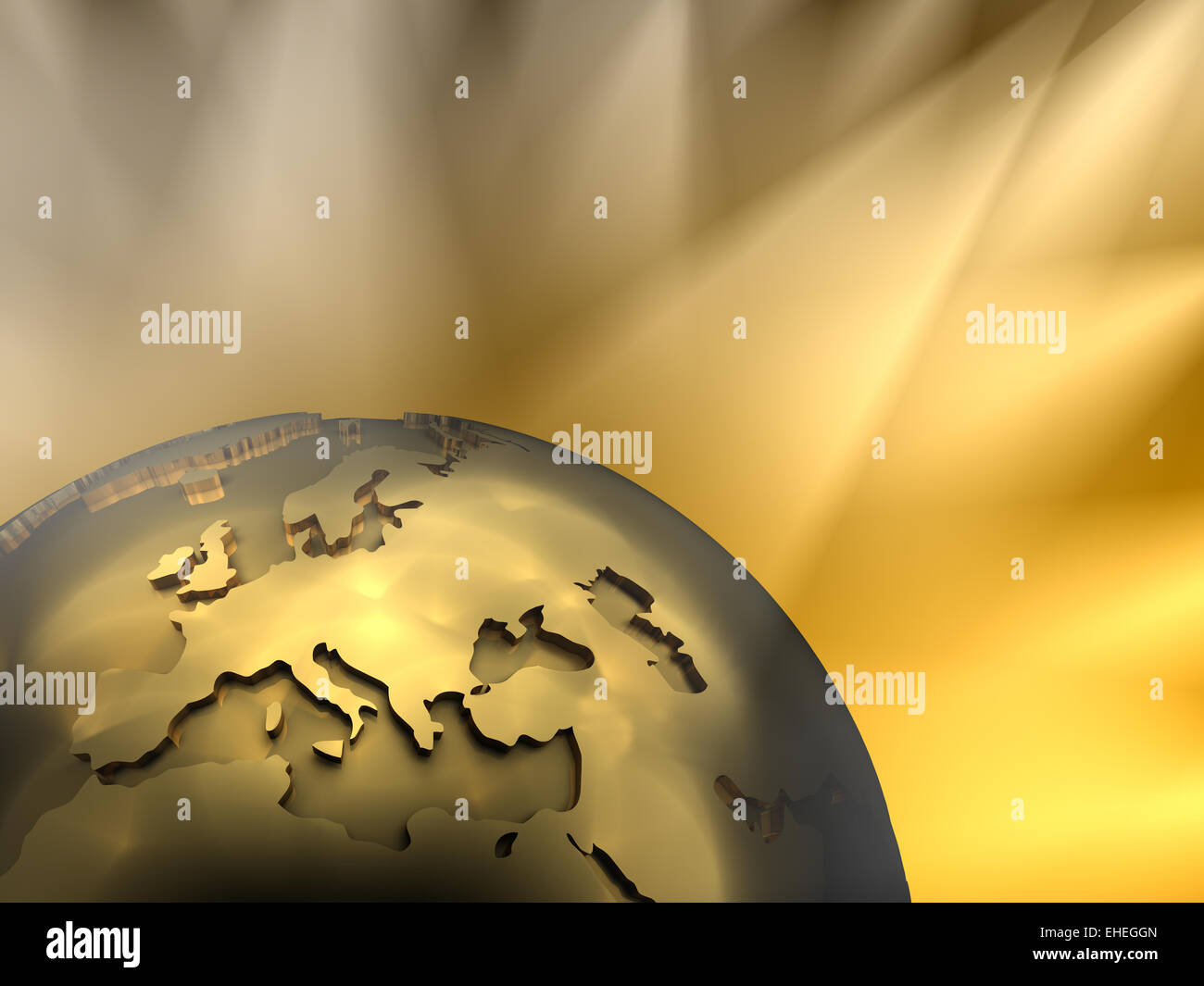 Gold Globe Close-up, Europe Stock Photo