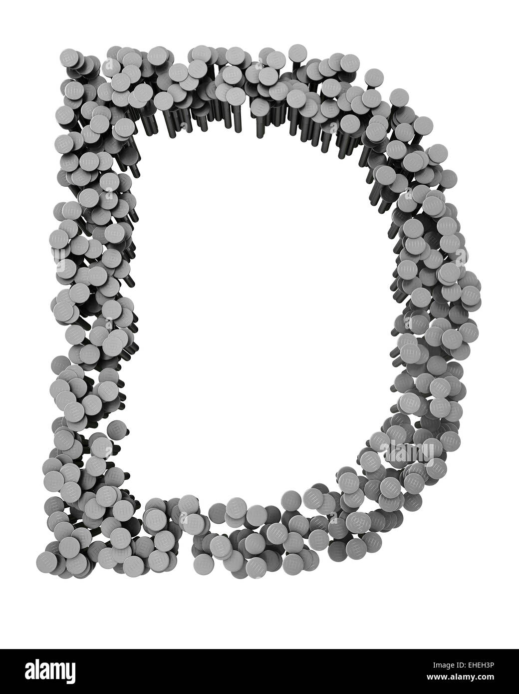 Alphabet made from hammered nails, letter D Stock Photo - Alamy
