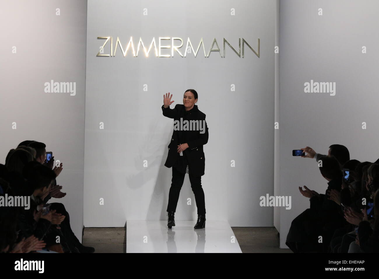 Designer Nicky Zimmerman walk the runway at Zimmermann fashion show during Mercedes-Benz Fashion Week Fall 2015 Stock Photo