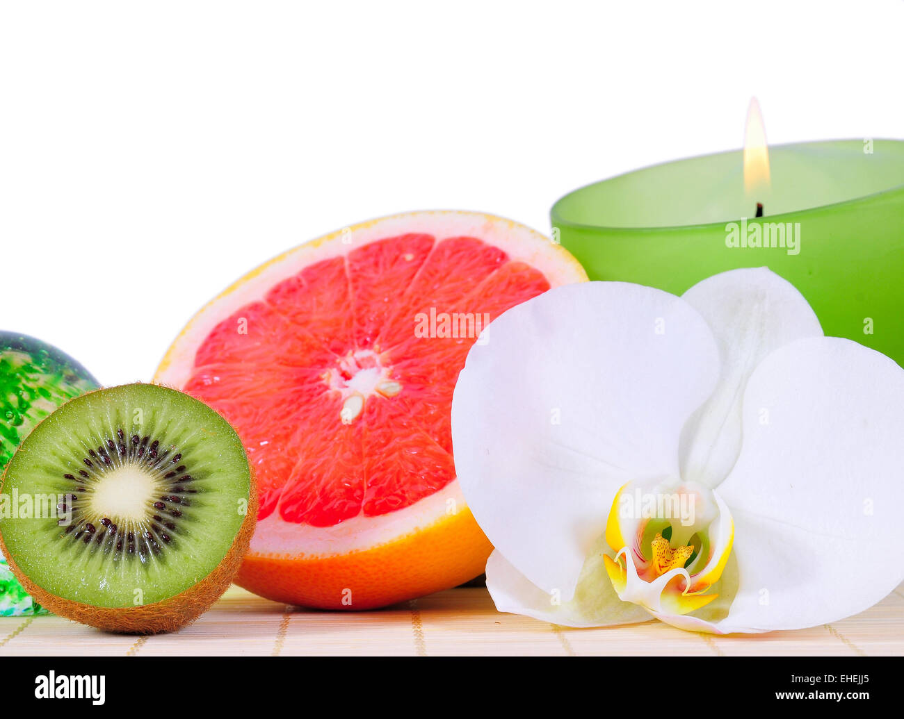 Apple orange kiwi fruit candlelight Stock Photo Alamy