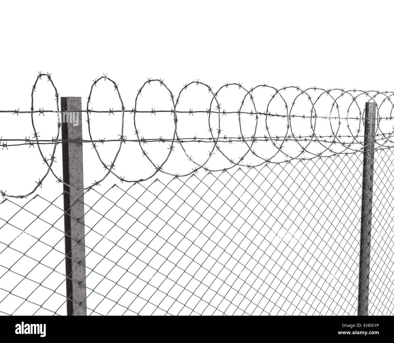 Chainlink fence with barbed wire on top Stock Photo Alamy