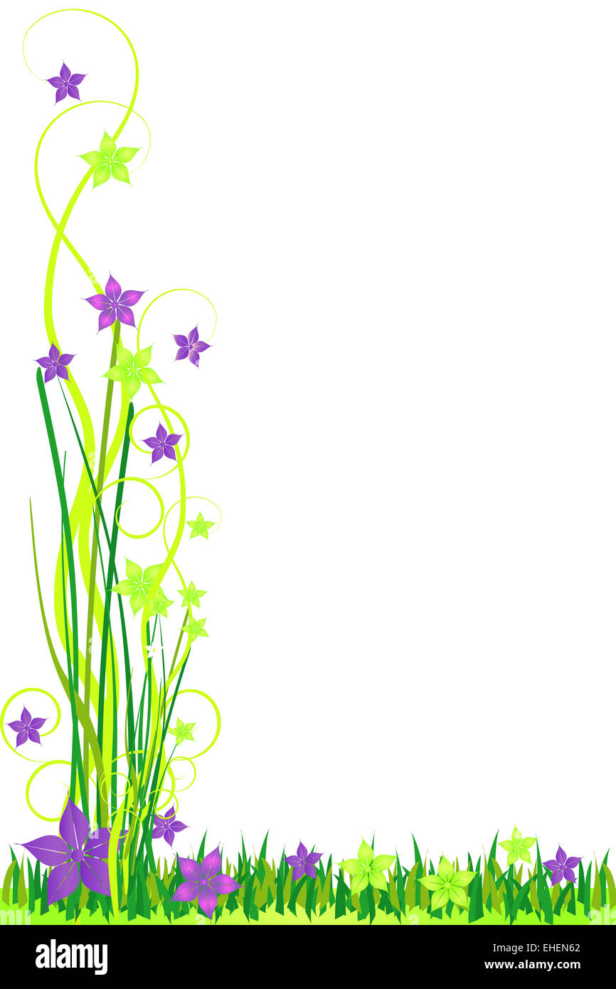 Spring flowers meadow green background Stock Photo - Alamy