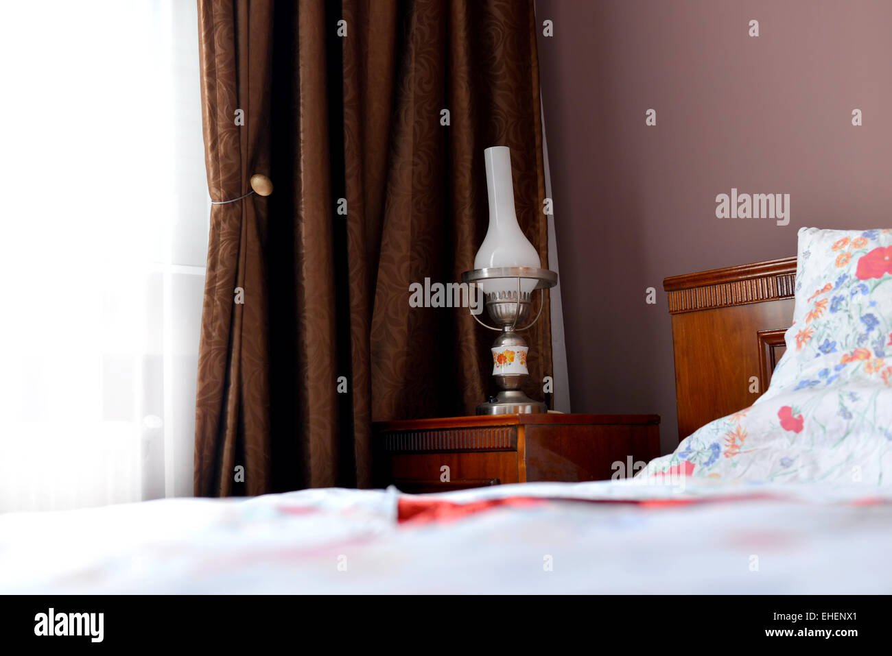 Interior bedroom with natural light curtain and light Stock Photo - Alamy
