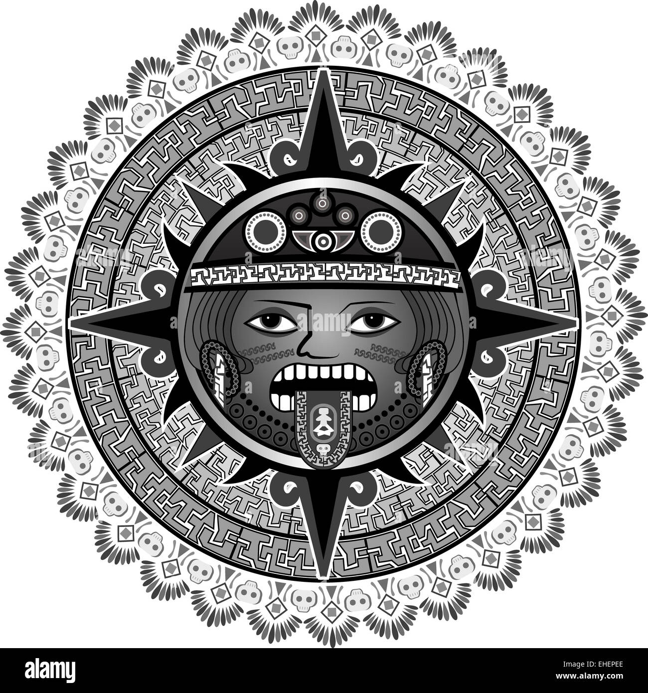 sun of Indians of aztecs Stock Photo