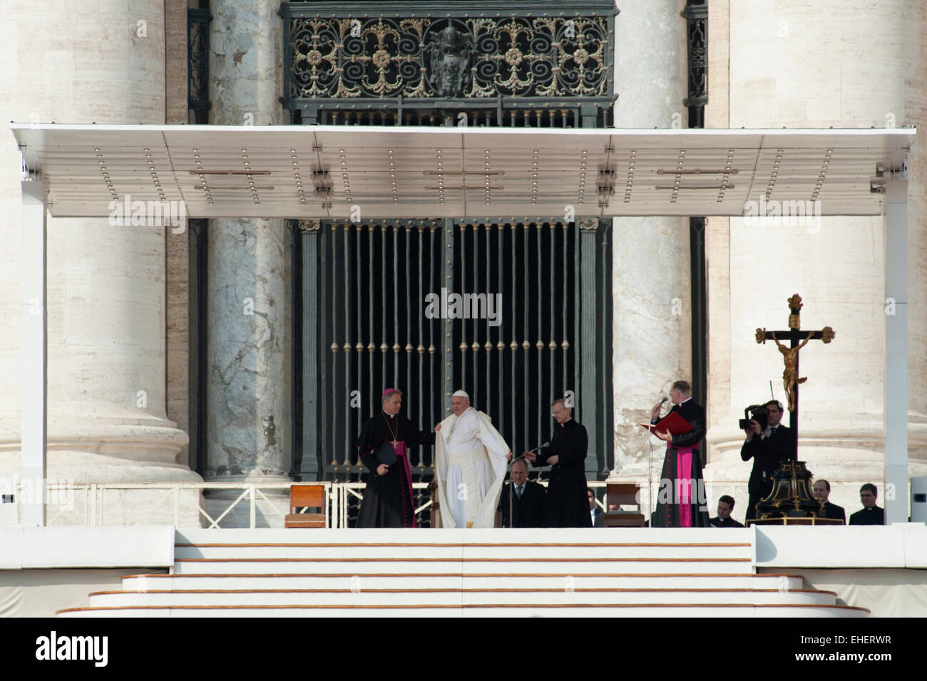 Pope Francis greets faithful Stock Photo
