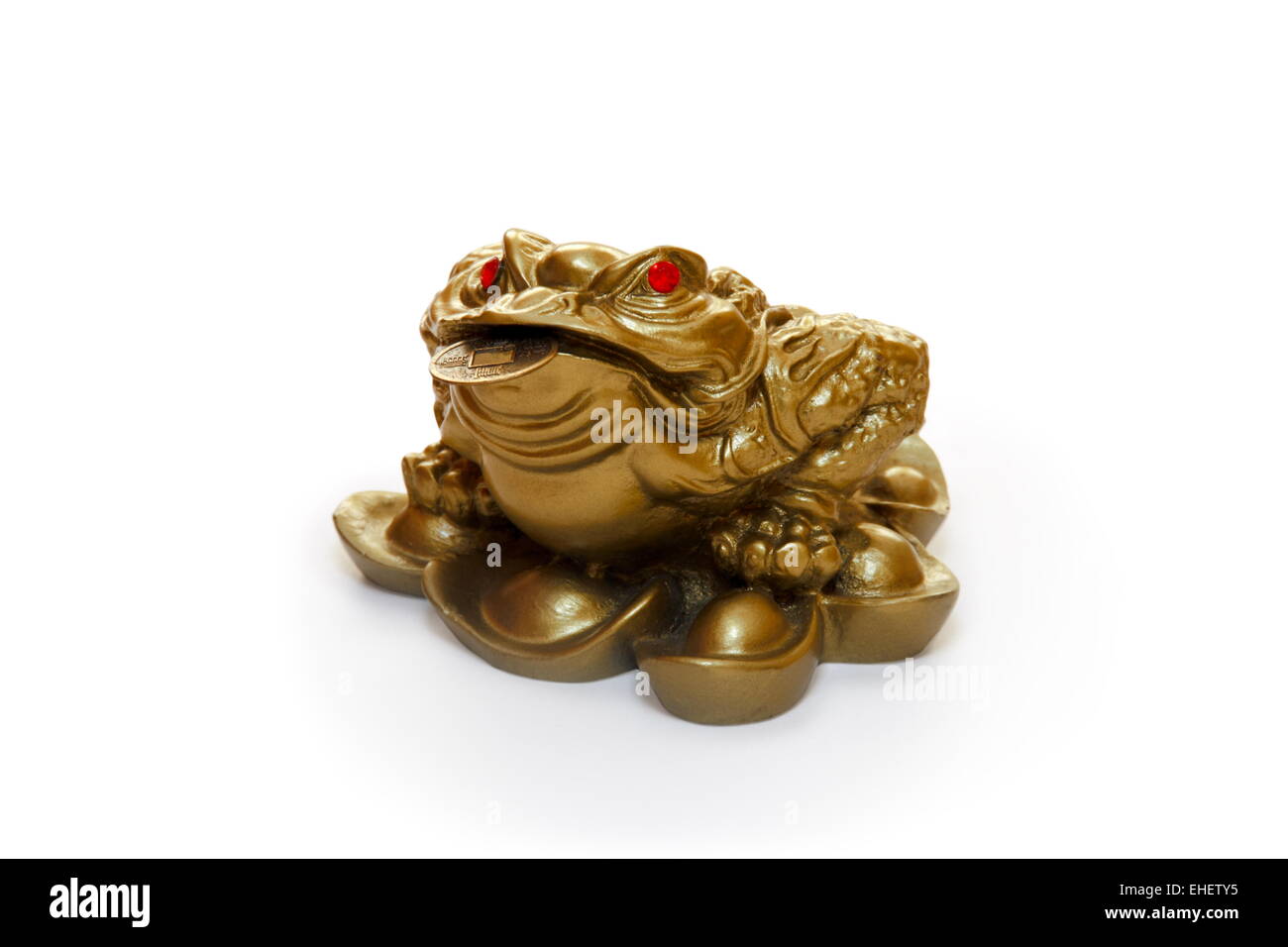 Chinese Feng Shui Frog with coins. Stock Photo