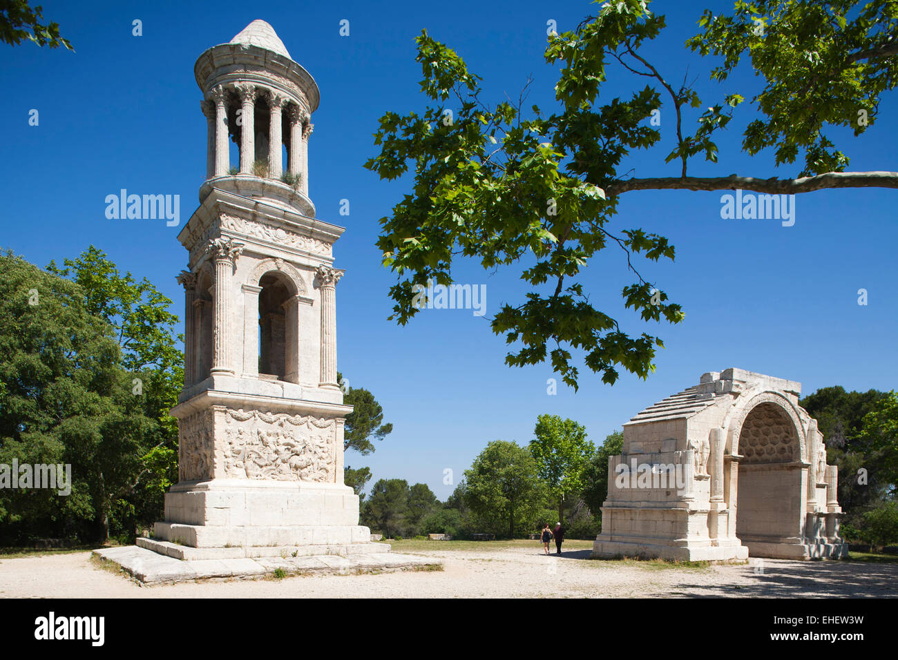 mausoleum and triumphal arch; glanum archaeological site, saint-remy de provence, les alpilles area, provence, france, europe Stock Photo