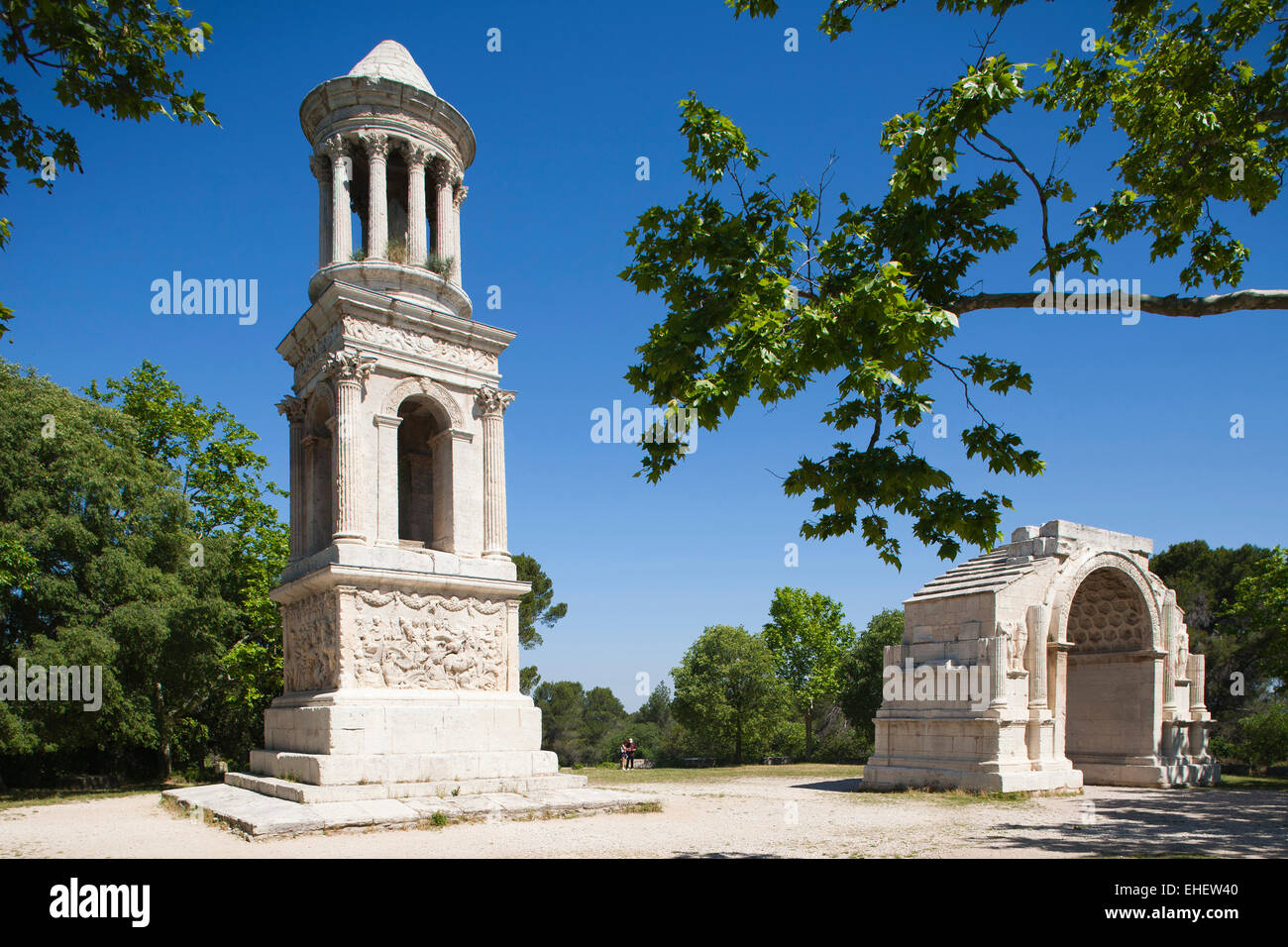 mausoleum and triumphal arch, glanum archaeological site, saint-remy de provence, les alpilles area, provence, france, europe Stock Photo