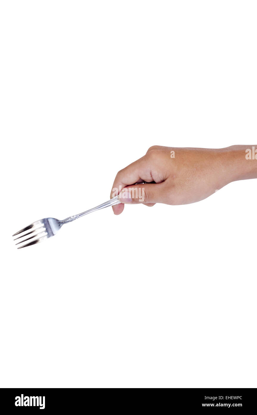 hand holding a fork Stock Photo Alamy