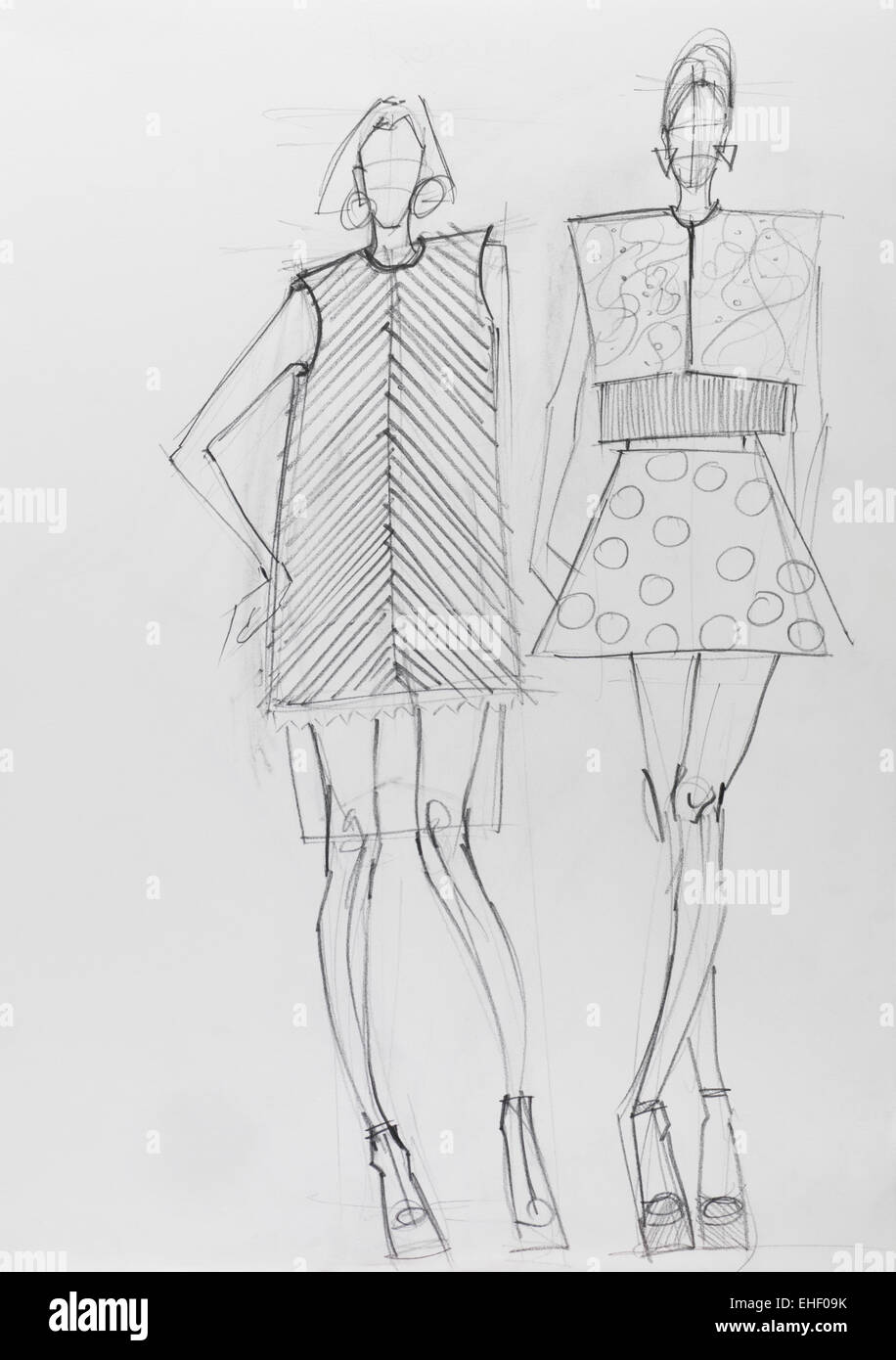 Fashion sketch 2  Geometric fashion design Fashion illustration sketches  dresses Geometric fashion