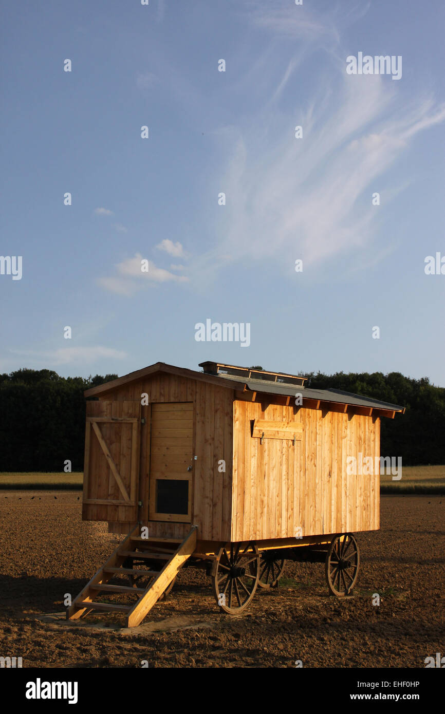 mobile hen house Stock Photo