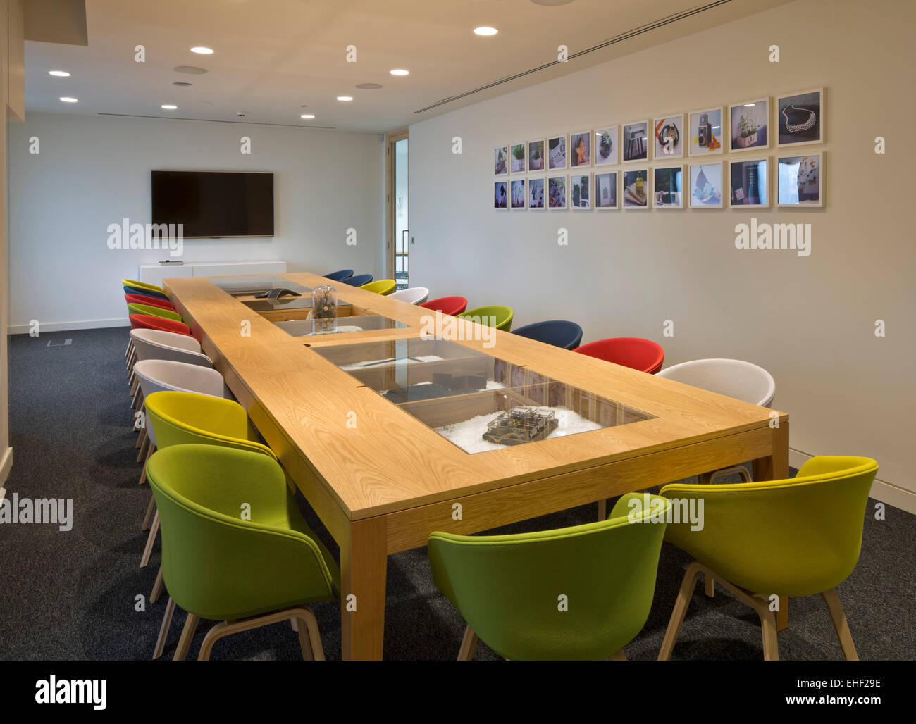 Boardroom with inset table. Not On The High Street Offices in Richmond, Richmond, United Kingdom. Architect: N/A, 2014. Stock Photo