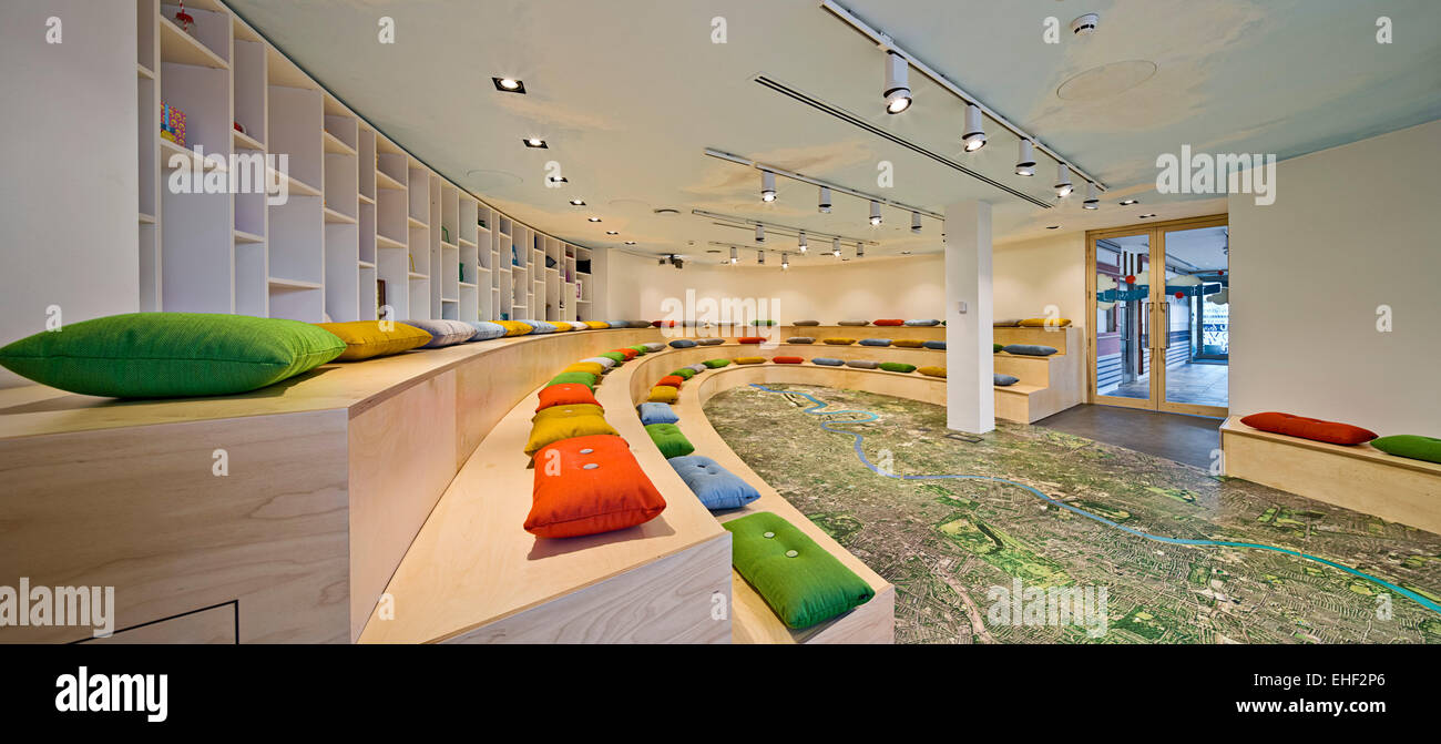 The Agora large staff meeting room with map of London flooring. Not On The High Street Offices in Richmond, Richmond, United Kin Stock Photo
