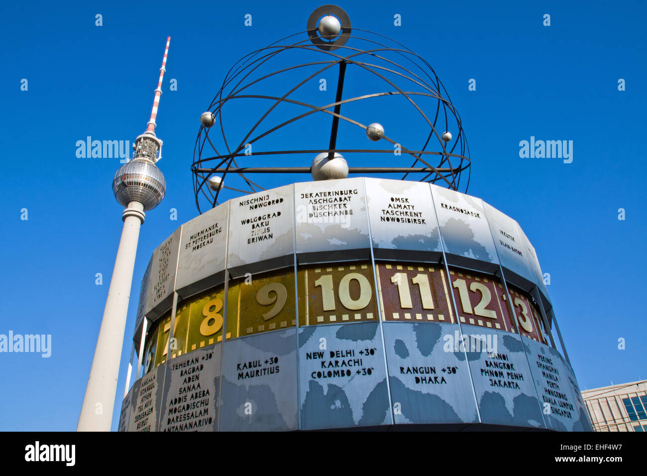 Weltzeituhr on Alexanderplatz Stock Photo