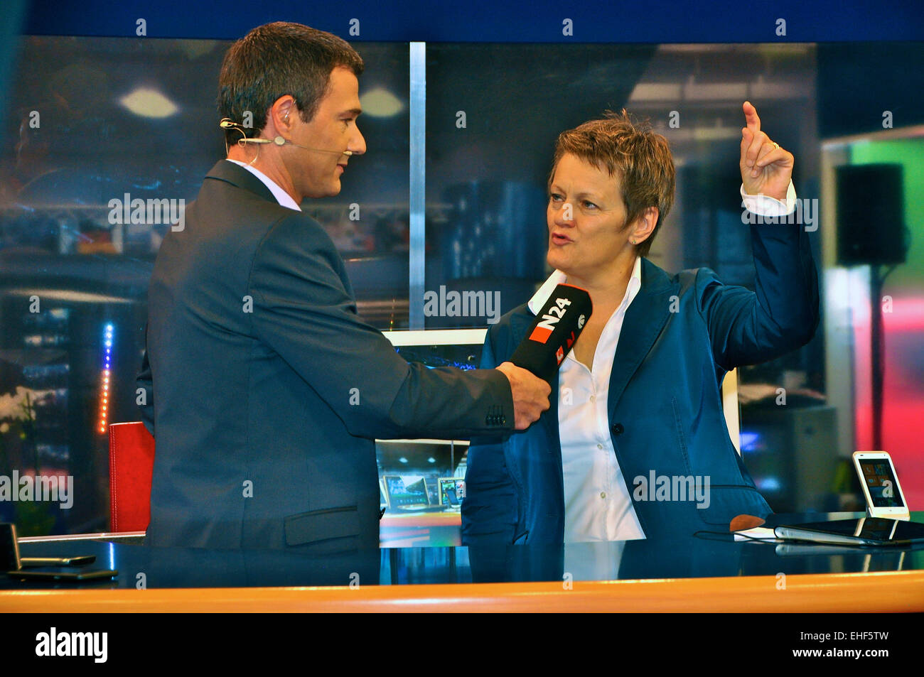 Renate Künast im Interview bei N24 Stock Photo