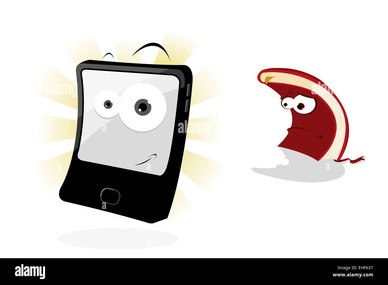 Funny Tablet and Sad Book Stock Photo Alamy