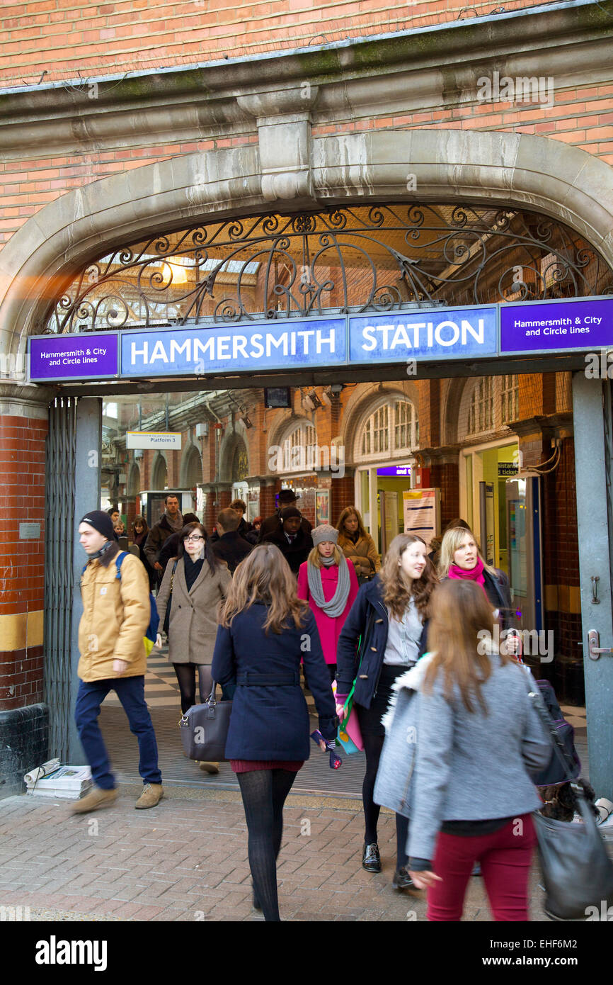 People using Hammersmith station on the London Underground, Hammersmith
