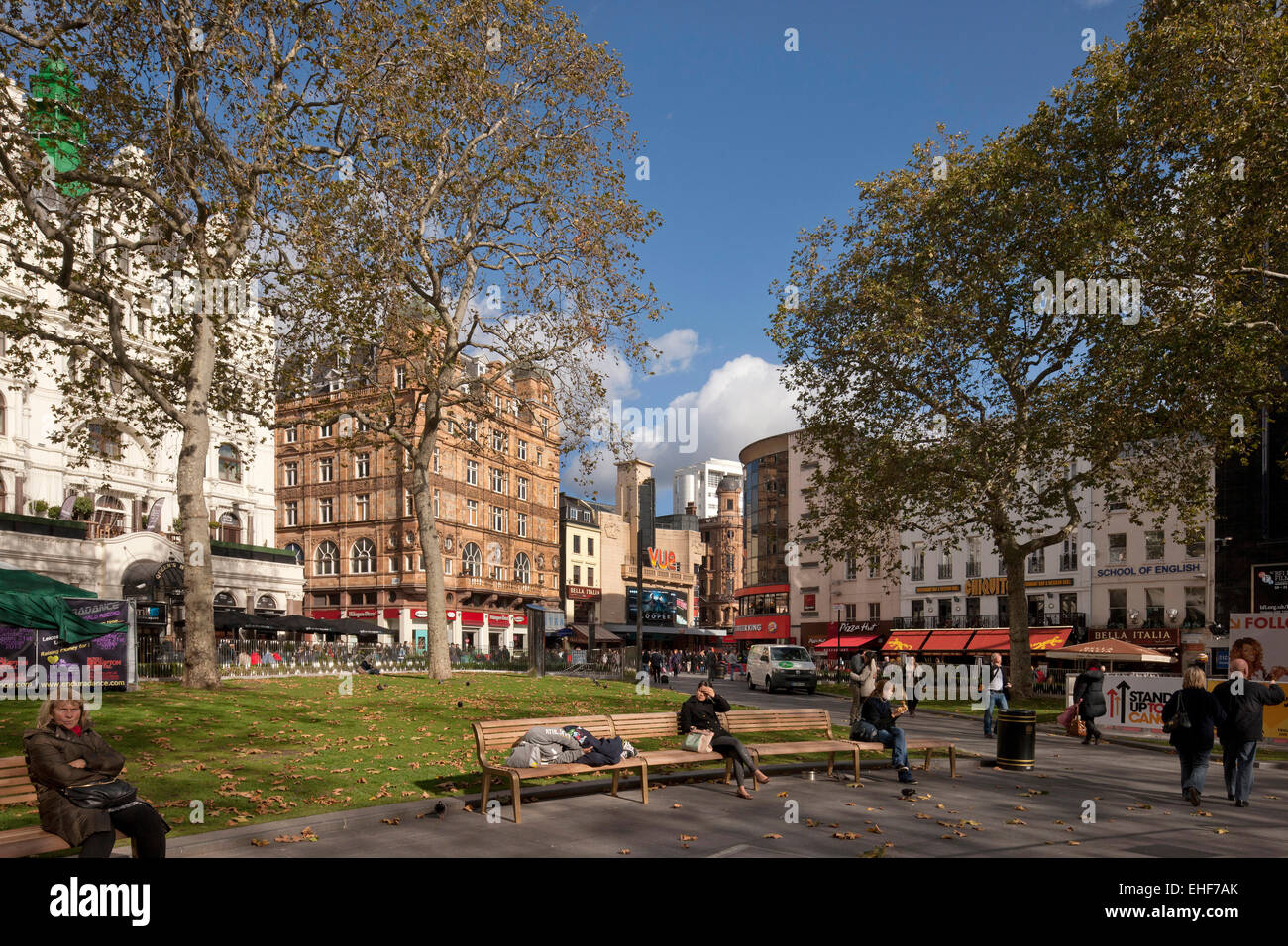 People in a square in London Stock Photo